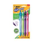 BIC Gel-ocity Quick Dry Retractable Fashion Gel Pen, Assorted Colors, Medium Point (0.7mm), 4 pcs