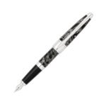 Cross Fountain Pen with Rhodium Plated Solid 18 Karat Gold Nib - Fine, Black Lacquer (AT0126-14FY)