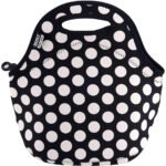 Built Gourmet Getaway Neoprene Lunch Tote Bag, Big Dot Black & White