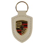 Porsche Crest Keychain Leather, White