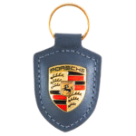 Porsche Crest Keychain Leather, Grey