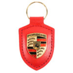 Porsche Crest Keychain Leather, Red