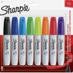 Sharpie Permanent Markers, Chisel Tip, Assorted, 8 Count
