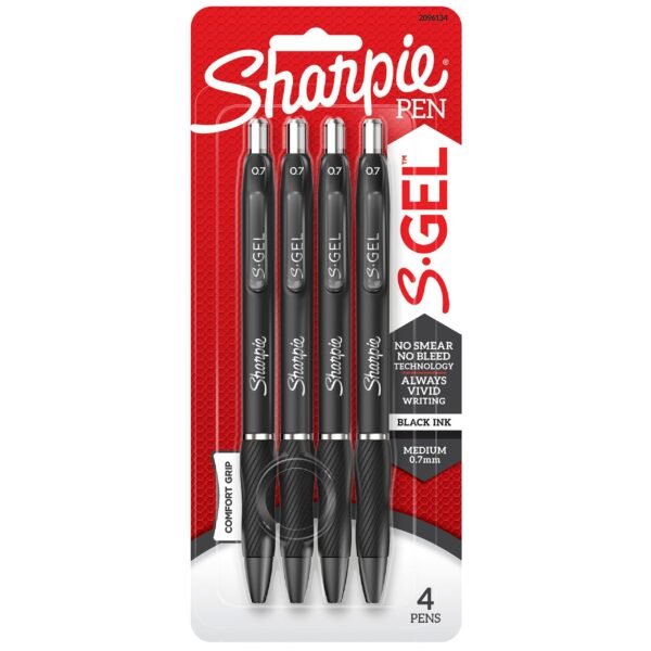 Sharpie S-Gel Pen, Medium Point 0.7mm, 4 Count