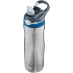 Contigo Ashland Chill Autospout Water Bottle with Flip Straw, Stainless Steel Thermal Drinking Bottle,Leakproof,Grey, BLue, 590 ml