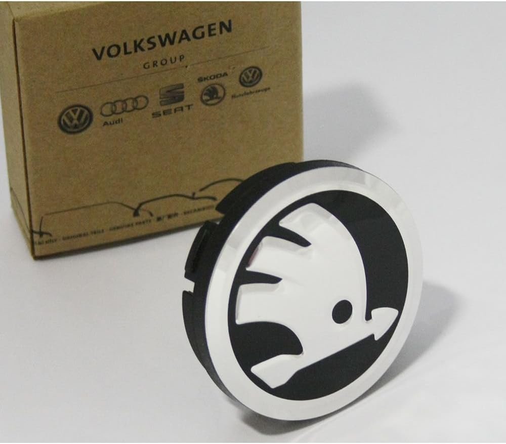skoda1 Skoda 5JA601151FOD Decorative Hub Cap Wheel Rim Cover Cap Hubcap 56 mm Black/Chrome - Image 1