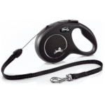 FLEXI New Classic Cord Retractable Dog Leash for Small Dogs up to 33 lbs. – 26 ft., Black | Tangle-Free Pet Walking Leash with One-Handed Brake, Pause, Lock|German Quality Product