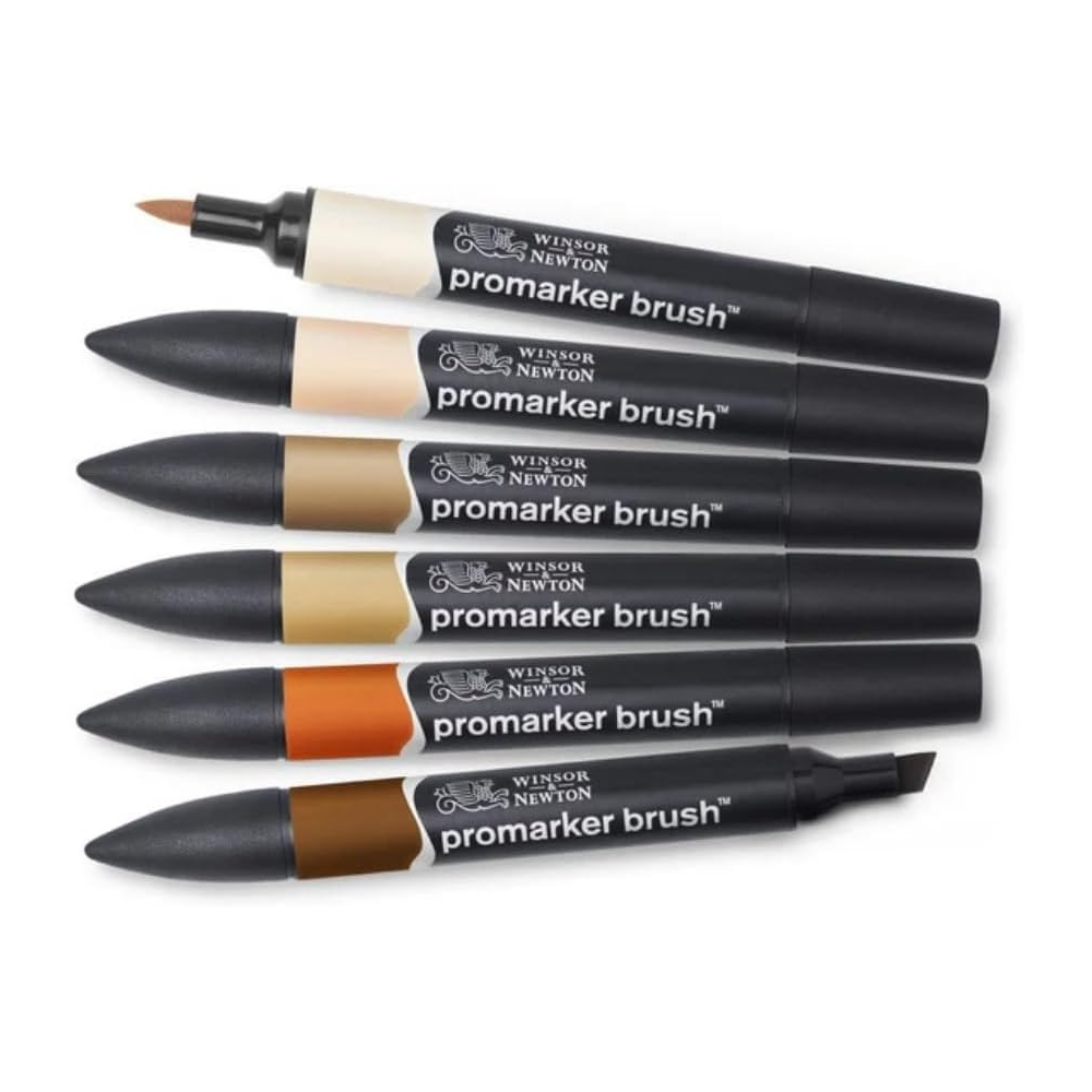 winsor3 Winsor & Newton ProMarker Brush Set, 6 Count, Skin Tones - Image 1