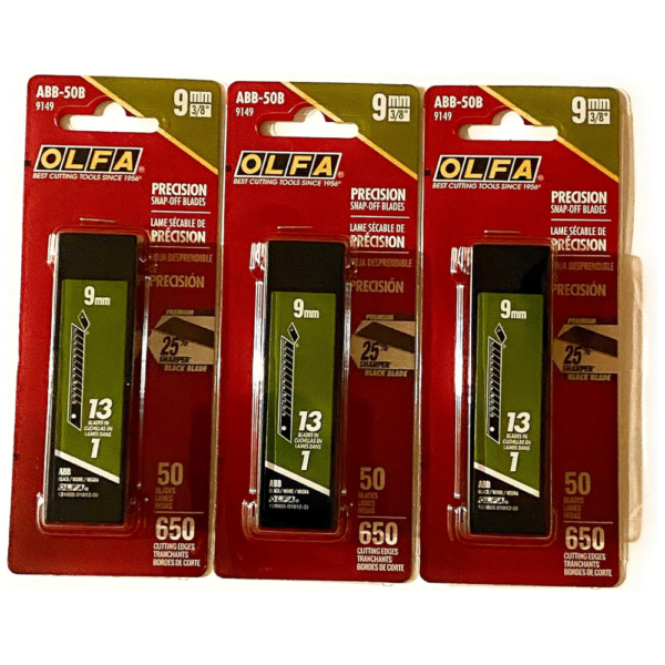 O L F A OLFA 9149 ABB-50B 9mm UltraSharp Black Snap-Off Blade, 50-Pack (3 Pack)